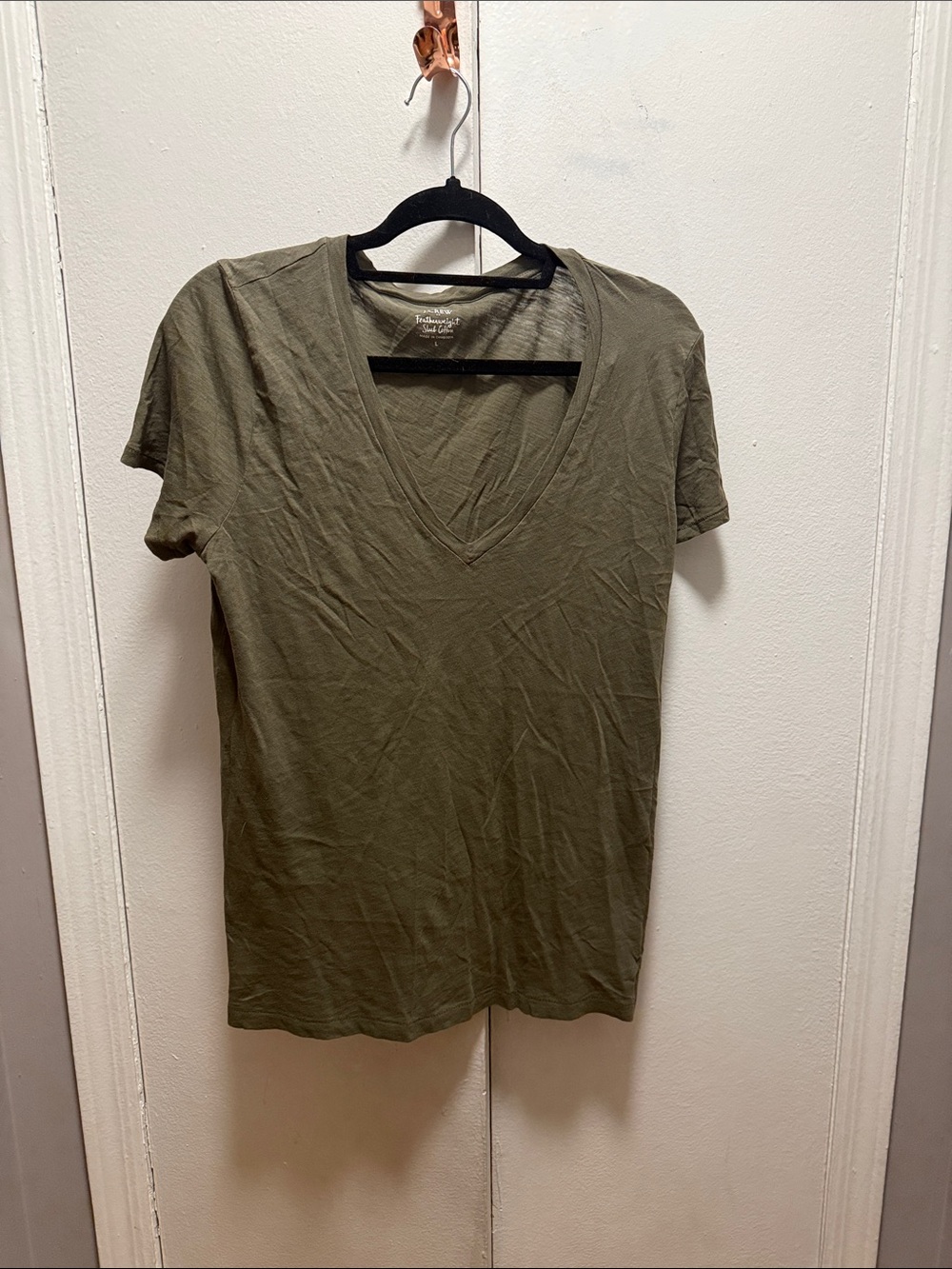 J. Crew Olive Green V-Neck Short Sleeve Tee